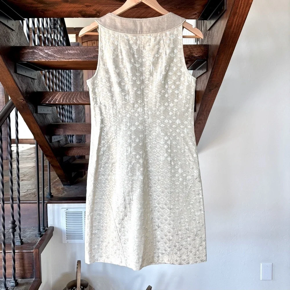 TORY BURCH Cream Patterned Sleeveless Dress